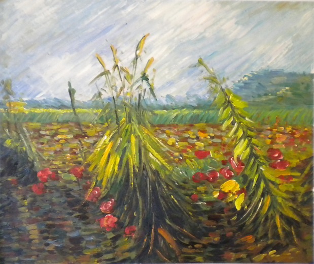 store falso d'autore campo di grano e papaveri di Vincent Van Gogh